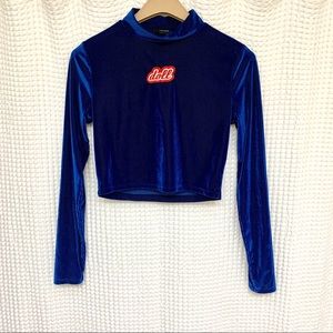 FOREVER 21 ROYAL BLUE VELVET DOLL CROP TOP SMALL!!
